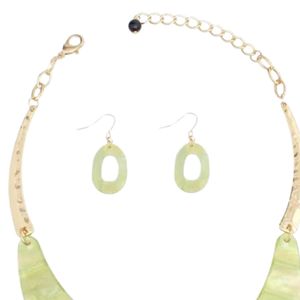 Conjunto de Collar y Pendientes con Diseño Marmoleado en Oro, Rosa y Verde, Joyería de Moda para Mujer, Elegante Collar y Aretes, Accesorio de Regalo para Fiesta - Product Image 4