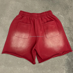 กางเกงขาสั้นทรงหลวมสำหรับฤดูร้อนสำหรับผู้ชาย กางเกงวิ่งดีไซน์เนอร์จากผู้ผลิต กางเกงขาสั้นผ้าฝ้ายแบบย้อมสีเอซิดประดับคริสตัลสำหรับผู้ชาย - Product Image 3