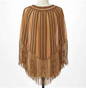 Poncho vintage tissé à la main, orné de perles, le plus vendu, pour occasions spéciales, 100 % polyester, disponible dans le monde entier - Product Image 4