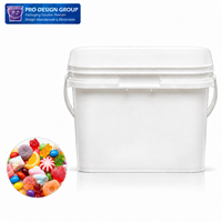 Seau en plastique carré de 8 L avec couvercle pour l'emballage des bonbons, seau de stockage de confiserie de qualité alimentaire avec poignée
