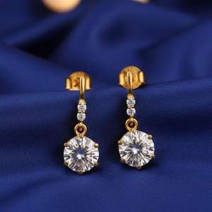Pendientes de Moissanita, Plata de Ley 925, Chapados en Oro de 14K, Pendientes Colgantes Elegantes, Joyería Hecha a Mano, Regalo - Product Image 5