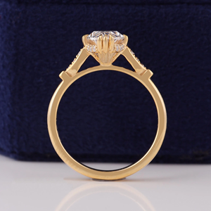 แหวนหมั้นเพชรทรงมาร์คีส์ทองคำ 14K สำหรับผู้หญิง สไตล์คลาสสิก - Product Image 2