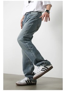 Wholesale Custom Denim <b>Jeans</b> High Waist Straight Leg Pants Casual <b>Vintage</b> Washed Cotton Denim Trousers for Men and <b>Women</b> - Product Image 6
