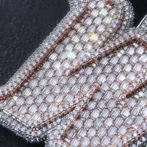 Hip Hop Jewelry Mens Iced Custom Letter Charm Pendant 925 Sterling Silver VVS Moissanite Number Name Initial Logo - Product Image 3