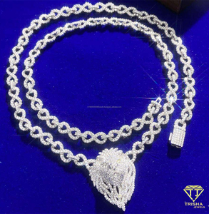 จี้หัวสิงโตเงินแท้ 925 ประดับมอยส์ซาไนต์ สร้อยคอหรูหราแบบ Iced Out Infinity Chain สำหรับผู้ชายและผู้หญิง ขายส่ง - Product Image 5