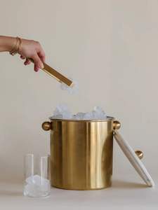 Cesta de hielo de latón con acabado antiguo para barra, cubo de hielo metálico para cócteles, bebidas, fiestas, servicio en el hogar - Product Image 2