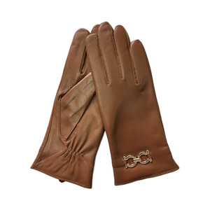 Brown Leather Wrist Length <b>Gloves</b> Thermal Unlined Plain Style Daily Use Winter Casual - Product Image 2