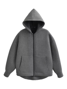 Custom Unisex Winter Heavyweight Full <b>Zip</b> Hoodie Wholesale Oversized Plain Polyester/Cotton Fleece Sweatshirt - Product Image 3