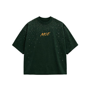 T-shirts en coton surdimensionnés effet poussière de strass de luxe, streetwear personnalisé, coupe ample, chemises premium pour hommes, logo personnalisé ODM - Product Image 2