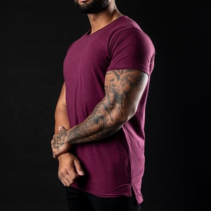 Wholesale Clothing Manufacturer Fashion T-Shirts Latest Design Custom Screen Printing Logo Long <b>back</b> Hem Round Neck T Shirts - Product Image 2