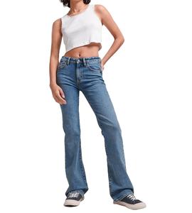 Jeans décontractés pour femmes, coupe skinny évasée, en denim de haute qualité, avec bas évasé large, pour la vente en gros - Product Image 5