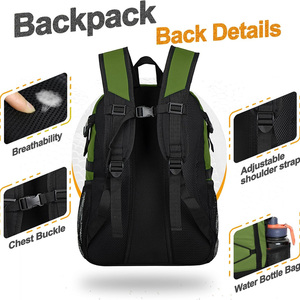 Sac à dos de sport vert durable et pliable avec compartiment à chaussures zippé, rangement pour ballon de football, décontracté, unisexe, en velours côtelé, pour entraînement en extérieur - Product Image 4
