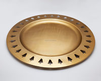 Assiette de présentation circulaire dorée élégante, motif sapin de Noël, pour servir les biscuits de fête, plateau de Noël découpé, Nouvel An, en métal