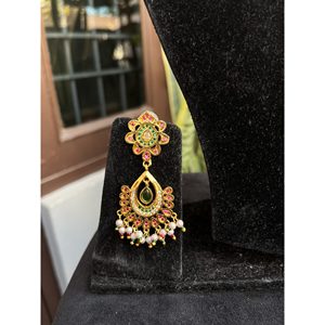 สร้อยคอจี้ทองเหลืองชุบทองแบบอินเดีย ประดับมุกคุณภาพสูงที่สร้างขึ้นในห้องปฏิบัติการ พร้อมสายสร้อยลูกปัด สำหรับผู้หญิง เครื่องประดับสไตล์ชาติพันธุ์ ส่งออก - Product Image 3