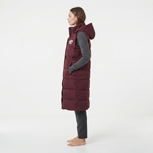 Women's <b>Long</b> Hooded Puffer <b>Vest</b> Quilted Padded Winter Wear Windproof Coat Full Zip Warm Casual Streetwear Fashion Outerwear - Product Image 4