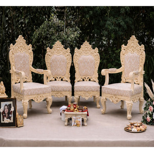 Conjunto de Muebles para Ceremonia Phera de Boda Hindú, Acabado Real, Conjunto de Sillas de Boda, Sillón de Boda Maharaja Premium, EE. UU. - Product Image 1