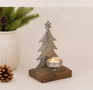 Stainless Steel Deer <b>Tea</b> <b>Light</b> <b>Holder</b> with Wooden Base for Christmas Home Decoration - Product Image 6