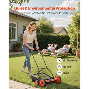 Tagliaerba Manuale a Spinta da 18 Pollici con 5 Lame, Senza Motore, Altezza di Taglio Regolabile da 1.37-2.44, Tagliaerba a Spinta - Product Image 4