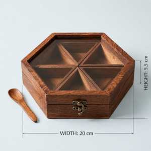 Moderno y Elegante Juego de Cajas de Especias de Madera Hechas a Mano, Diseño Tradicional Chino, Madera de Mango, Tapa de Bambú, Apilables, para Mantener la Frescura - Product Image 5