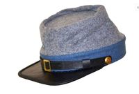 Gorra Kepi de Lana Hecha a Mano, Estilo Bordado, Transpirable, Reproducción Americana, Kepi Gris de Infantería con Ribete Azul