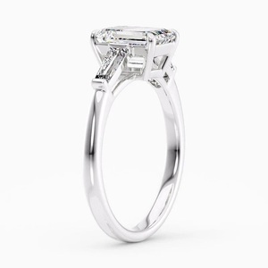 Anillo de Diamante de Corte Esmeralda de 2 Quilates Cultivado en Laboratorio, Oro Blanco de 14k con Baño de Rodio, Anillo de Compromiso, Boda, Fiesta, Engaste Pavé - Product Image 2