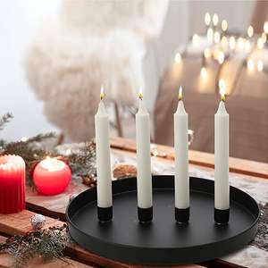 Portavelas redondo de metal negro, 30 cm de diámetro, 2.7 cm de altura, 0.49 kg de peso, base magnética. - Product Image 4