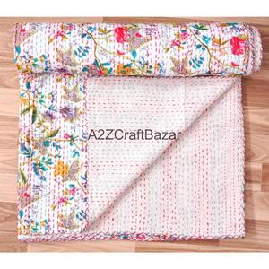 Edredón Reversible Kantha Vintage de Algodón Orgánico Bordado a Mano, Ecológico, Relleno de Algodón para Todas las Estaciones, Uso Doméstico y Hotelero - Product Image 4