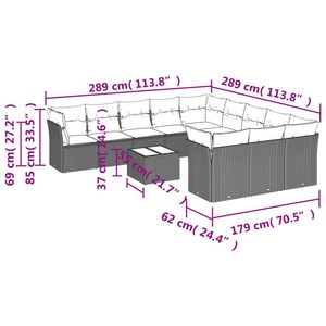 Ensemble de canapé de patio en poly rotin gris de 12 pièces avec coussins Collection de meubles d'extérieur durables - Product Image 3