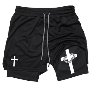 Pantalones cortos de rendimiento 2 en 1 para hombre, pantalones cortos de secado rápido para correr, gimnasio y entrenamiento con bolsillo - Product Image 3