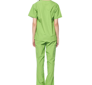 Conjunto de Uniforme Médico de Algodón Verde para Mujer, Cuello en V, Manga Corta, Pantalones, Ropa de Hospital, Personalizable con Marca y Detección de Agujas - Product Image 2