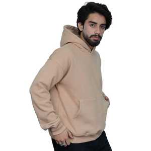 Heavyweight 100% Cotton Men's Hoodie With Puff Print Beige Causal Streetwear Pullover Premium Soft Oversized Fleece Hoodie - Product Image 6