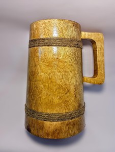 Mug à bière Viking en bois poli fait main, rustique, médiéval, écologique, gravé sur mesure, personnalisé, objet de collection - Product Image 2