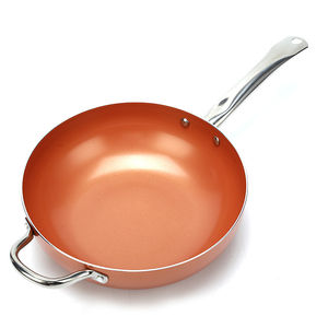 Wok de Acero Pulido con Fondo Redondo, Estilo Auténtico, Premium, para Saltear, Capacidad de 20L, Mango de Madera, Apto para Lavavajillas, Compatible con Todas las Estufas - Product Image 1