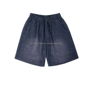 กางเกงขาสั้นออกกำลังกายผู้ชายแบบย้อมสีพื้น ผ้าโพลีเอสเตอร์/คอตตอน ระบายอากาศได้ดี เป็นมิตรกับสิ่งแวดล้อม ความยาวระดับเข่า ล้างสีแบบแอซิดวอช สวมใส่สบายๆ - Product Image 6