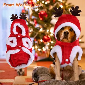 Costume Natalizio per Animali Domestici con Corna di Renna e Babbo Natale, Cappotto Invernale per Capodanno - Product Image 2