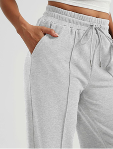 Pantalon décontracté athlétique pour femme, taille mi-haute, coupe large avec cordon de serrage, design ample - Product Image 4