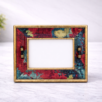 Cadre photo rectangulaire horizontal vintage en laiton décoratif floral, fait main, finition antique polie, luxe, pour table, décoration intérieure