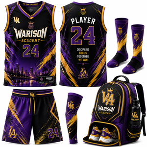 Customized Basketball Uniform Set Sublimation Print 100% Polyester Breathable Unisex Basketball Jersey And Short Set - Product Image 1