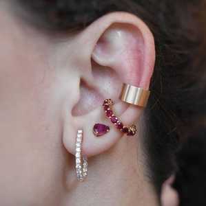 Pendiente de Oreja Plano y Ancho, Minimalista, Mini Aro para Cartílago, Joyería Fina para Uso Diario, Oro Sólido de 14K, Venta al Por Mayor - Product Image 4