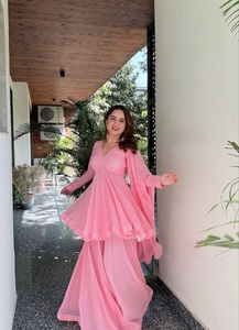 Indian Pakistani <b>Beautiful</b> Designer Anarkali Georgette Fabric Fancy Thread Work Party Wedding Casual Traditional Women Wear - Product Image 1