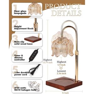 Adjustable Height Flower Candle Warmer Lamp with Timer <b>Dimmer</b> for Birthday or Valentine's Day Women/Mom's Gift - Product Image 5