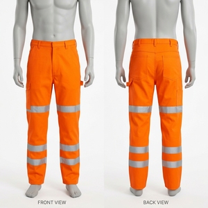 Men Safety Orange <b>Work</b> <b>Pants</b> Heavy Duty 280 GSM Polyester <b>Waterproof</b> CE Certified Hi Vis Reflective Tape Cargo Trousers Custom - Product Image 5