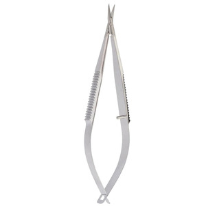 Ciseaux micro-corneiliens Castroviejo de haute qualité, lames courbées de 11 mm, manche plat, acier inoxydable, 10 cm, manuel, certifié CE - Product Image 2