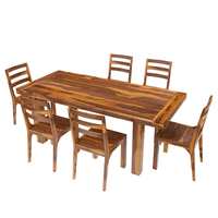 Ensemble de table à manger en bois massif 7 pièces, rectangulaire, rustique, moderne, 6 chaises, meubles de maison stables