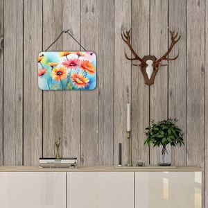Multicolor Gerbera Daisies Watercolor Wall Door Hanging Prints Aluminum Metal <b>Sign</b> for Kitchen Bar <b>Bathroom</b> Home Decor 8HX12W - Product Image 4