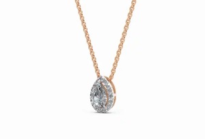 Pendentif halo en diamant ovale de 0,578 carat cultivé en laboratoire, collier 21 pièces, or jaune/rose 9K/14K/18K, plaqué or, bijoux de luxe - Product Image 3