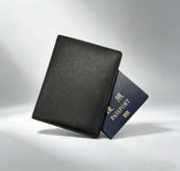 [SELECTION CHOIX] Étui de passeport en cuir souple de haute qualité Castello avec protection RFID, portefeuille pour carte d'embarquement à fermeture ouverte, noir, accessoires de voyage