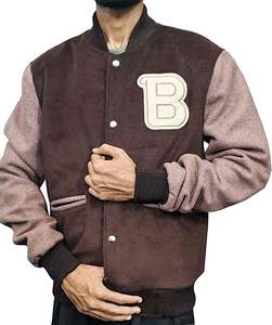 Veste bomber en laine pour homme, style varsity, coupe slim, décontractée, chaude, veste de baseball pour garçons, style universitaire - Product Image 3