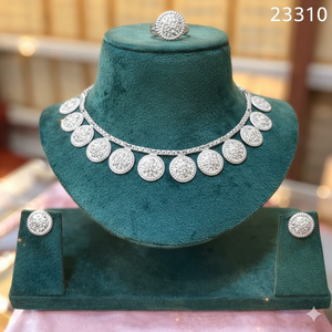 Gold Plated Traditional Floral Necklace <b>Set</b> with Matching Earrings <b>Indian</b> Bridal <b>Jewelry</b> Wholesale Model 23307 - Product Image 4