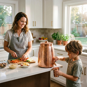 Pure Copper Heavy Gauge <b>Water</b> Dispenser Storage <b>Water</b> <b>Tank</b> with Tap Large Copper <b>Water</b> Pot Hand Hammered Beverage Container - Product Image 4